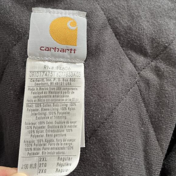 VTG Carhartt Men's J130 Hooded Lined Canvas Work Jacket Size 2XL Brown LOGO - Picture 8 of 13